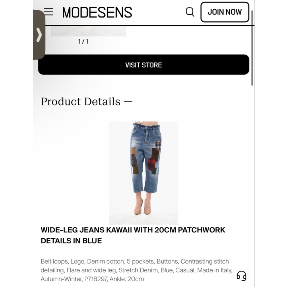 NWT Dsquared2 Wide-Leg Kawaii Patchwork Jeans Blue US 6/42 - Picture 8 of 8